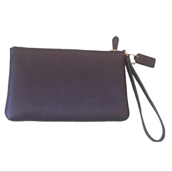 COACH NWOT Polished Pebble Black Leather Wristlet - Picture 6 of 6